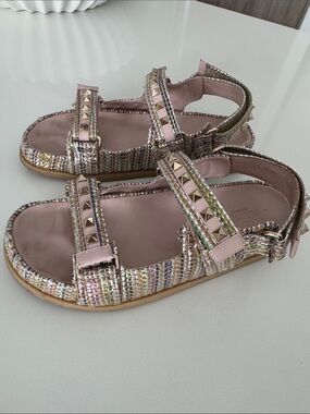 Valentino Garavani Metallic Pink Multi-Color Studded Sandals